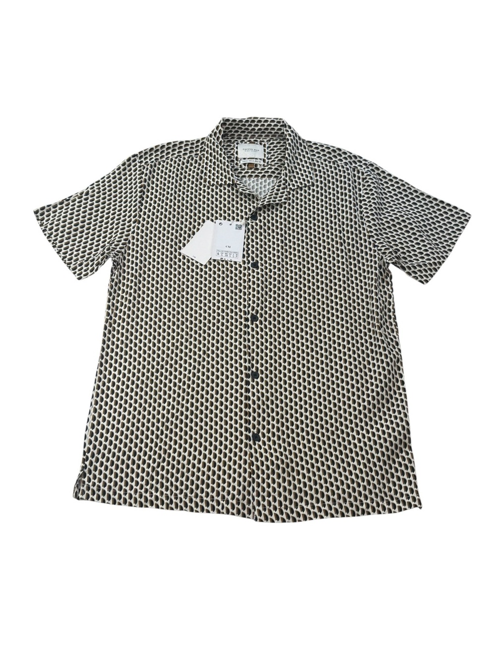 Cactus Man Men’s Short-Sleeve Button-Down Shirt Black White Brown Size Small